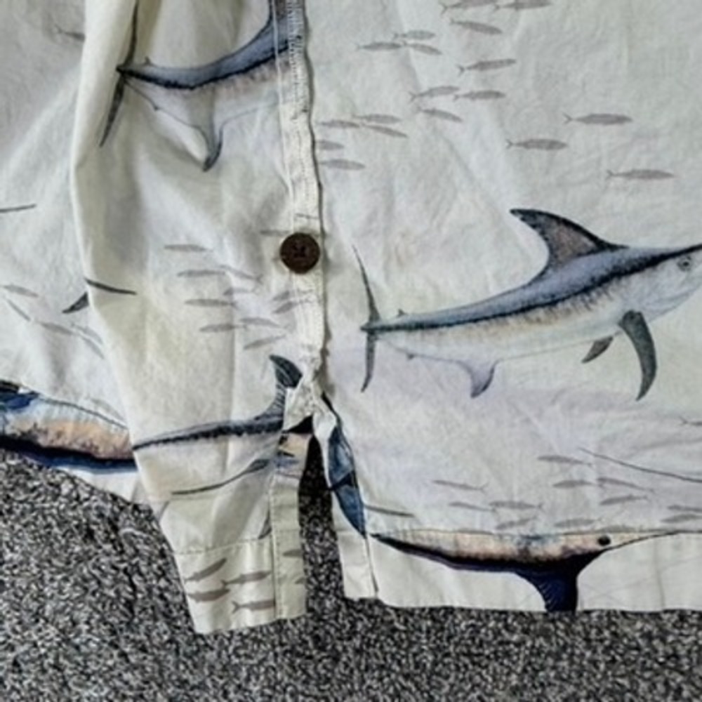 Guy Harvey AFTCO Bluewater Marlin Fish Button Up Shirt Mens Medium Short Sleeve - Picture 6 of 12